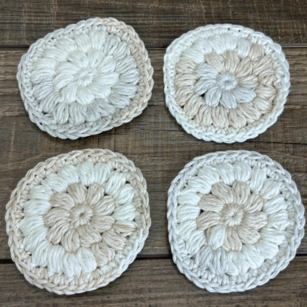 Handcrafted Crochet Face Cleaning‎ Round Scrubbies Set Cotton Yarn